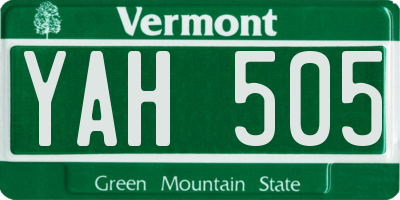 VT license plate YAH505