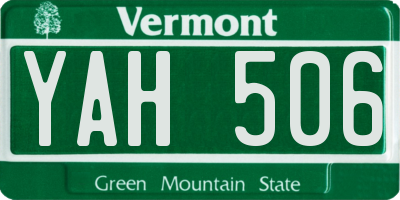 VT license plate YAH506