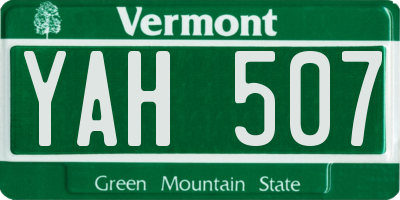 VT license plate YAH507