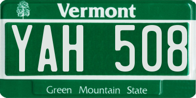 VT license plate YAH508