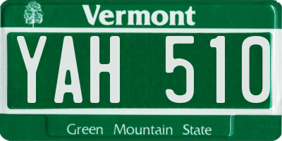 VT license plate YAH510