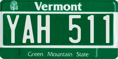 VT license plate YAH511