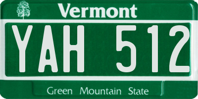 VT license plate YAH512