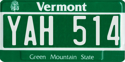 VT license plate YAH514