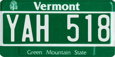 VT license plate YAH518