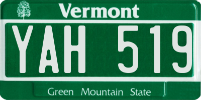 VT license plate YAH519
