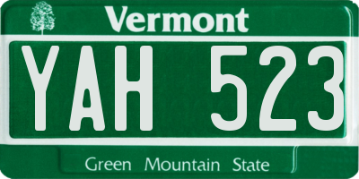VT license plate YAH523