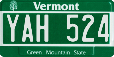 VT license plate YAH524