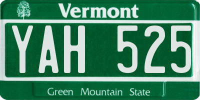 VT license plate YAH525
