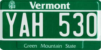 VT license plate YAH530