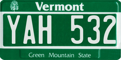 VT license plate YAH532
