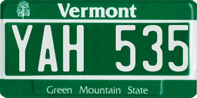 VT license plate YAH535