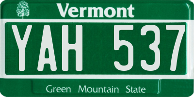 VT license plate YAH537