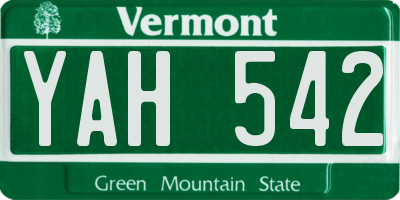 VT license plate YAH542