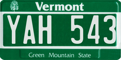 VT license plate YAH543