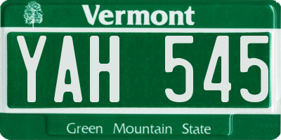 VT license plate YAH545