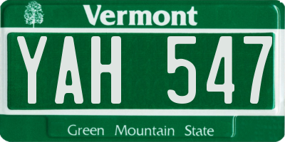 VT license plate YAH547