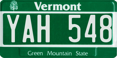 VT license plate YAH548