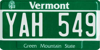 VT license plate YAH549