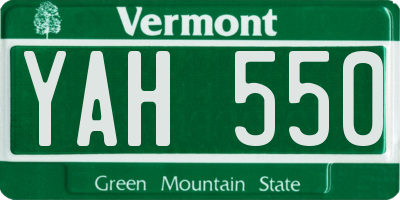 VT license plate YAH550