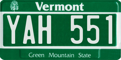VT license plate YAH551