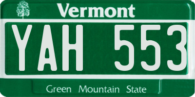 VT license plate YAH553