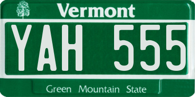 VT license plate YAH555