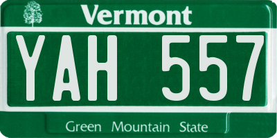 VT license plate YAH557