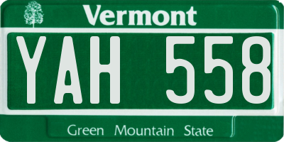 VT license plate YAH558