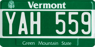 VT license plate YAH559
