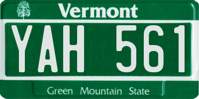 VT license plate YAH561