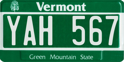 VT license plate YAH567