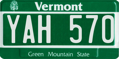 VT license plate YAH570