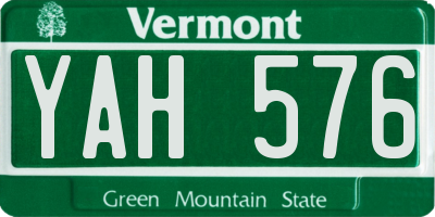 VT license plate YAH576