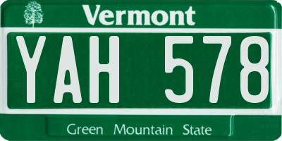 VT license plate YAH578