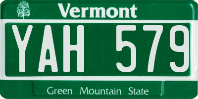 VT license plate YAH579
