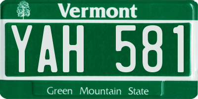 VT license plate YAH581
