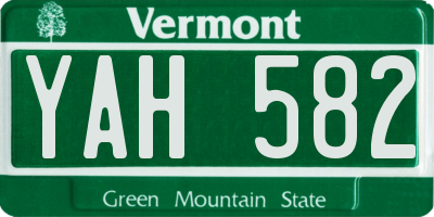 VT license plate YAH582