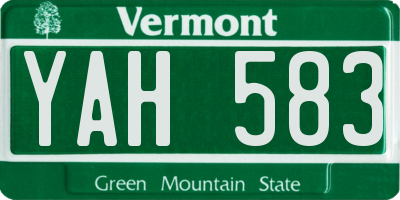 VT license plate YAH583