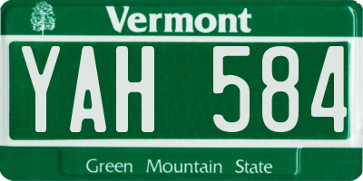 VT license plate YAH584