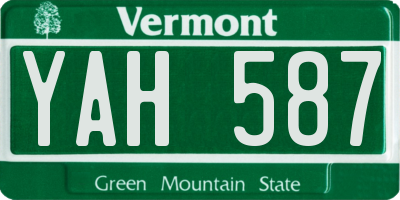 VT license plate YAH587