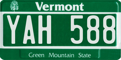 VT license plate YAH588
