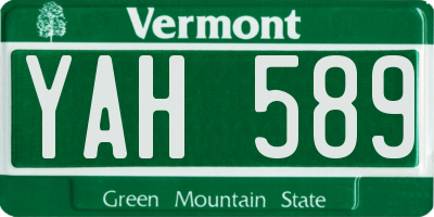 VT license plate YAH589