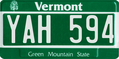 VT license plate YAH594