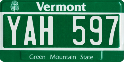 VT license plate YAH597