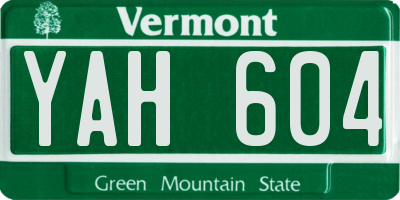 VT license plate YAH604
