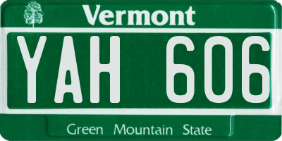 VT license plate YAH606