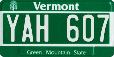 VT license plate YAH607