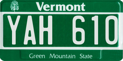 VT license plate YAH610