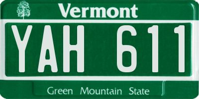 VT license plate YAH611